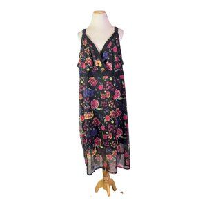 Betsey Johnson x Torrid Size 4 (4X) Midi Mesh Lace Inset Sleeveless Dress Floral